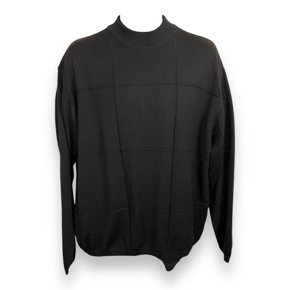 XL VINTAGE TSR MENS BLACK SWEATER LONG SLEEVE HIGH NECK KNIT ACADEMIA STRETCH - Picture 1 of 13